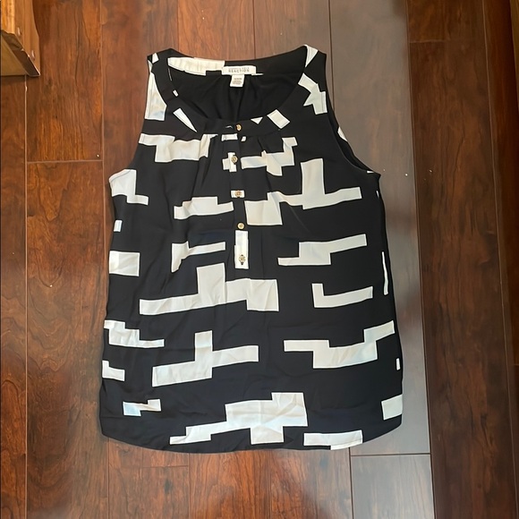 Kenneth Cole Black and White Graphic Sleeveless Tank Top - Picture 1 of 3